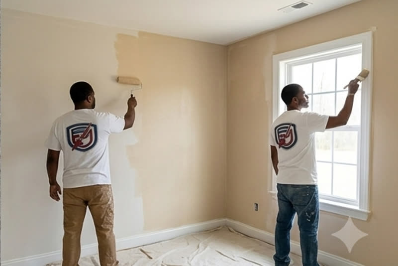 Prentiss Drywall crew painting interior walls