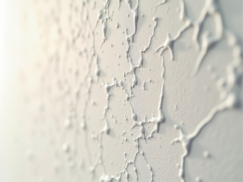 Close-up of a finished knockdown texture wall finish under raking light